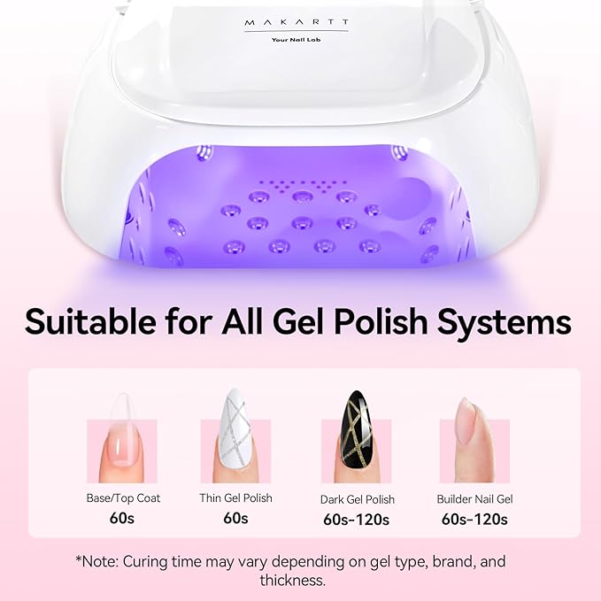 Makartt UV Nail Lamp – 30W Fast Curing UV Light with Handle Rechargeable Cordless Nail Dryer for Gel Nail Polish with 45 Beads Dual Lights 4 Timers LCD Smart Sensor for Nail Art Design(White)