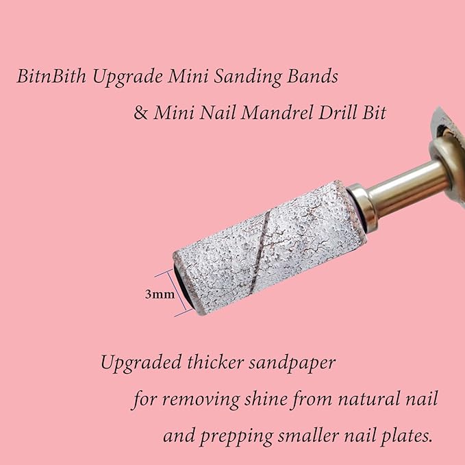 100pcs Small Nail Sanding Bands for Nail Drill, 3.1mm Mini Nail Sanding Mandrel Bits 80 Grit Coarse Nail File Bits for Acrylic Nails Gel Manicure Pedicure Nail Prep Salon Supplies,Zebra