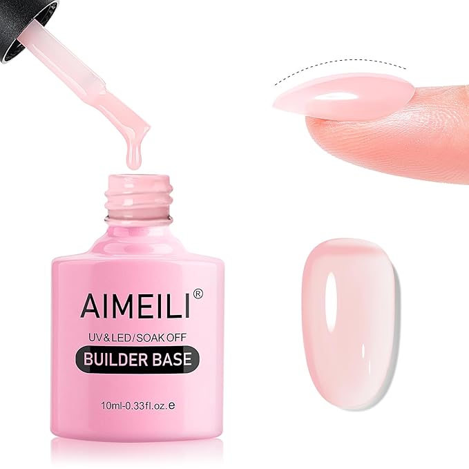 AIMEILI Hema Free 5 in 1 Builder Base Gel for Nails, Cruelty Free, Vegan, Nude Translucent Builder Nail Gel Strengthener Hard Gel 10ML-148