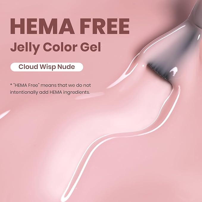 Beetles Cloud Wisp Nude Gel Nail Polish - 15ML Neutral Jelly Nude Pink Nail Polish Base Color Nail Concealer Sheer Translucent Effect Soak Off UV LED French Nail Art Salon DIY Manicure Gift for Women