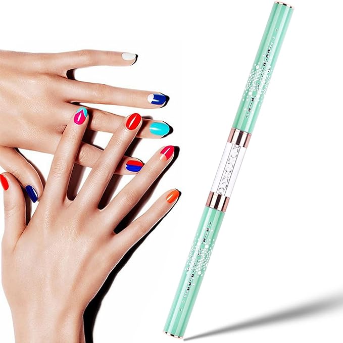 1Pcs Dual-ended UV Builder Gel Nail Brush Rhinestone Handle Nail Art Liner Brush Polygel Hard Gel Nail Brushes