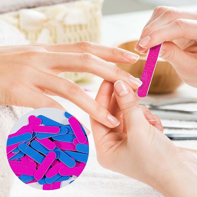 Mini Nail Files Bulk, 100 Pcs Disposable Double Sided Emery Boards Travel Size for Men, Women, Kids (2 Inch)