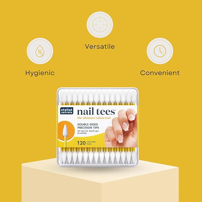 Fran Wilson NAIL TEES COTTON TIPS 120 Count (6 PACK) - The Ultimate Nail Tool, Multi-Purpose Double-sided Swabs with Pointed Ends for Precise Touch-ups and the Perfect At-Home Manicure & Pedicure