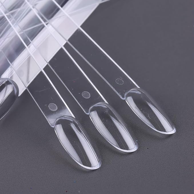 150 Pcs Nail Swatch Sticks with Ring, Clear Oval Nail Art Polish Color Display Practice Tips, Acrylic False Nail Sample Sticks Nail tech Supplies for Home or Salon Use