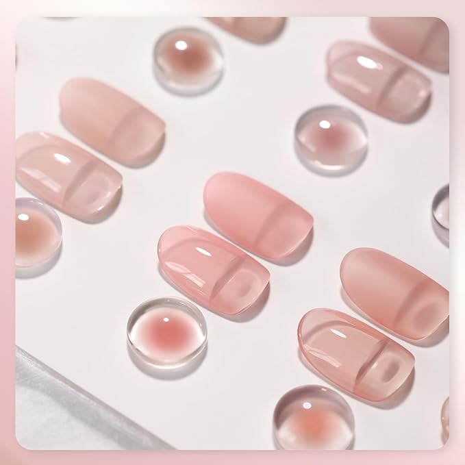 GAOY Nude Jelly Gel Nail Polish of 6 Milky Pink Brown Shimmer Colors Sheer Gel Polish Kit for Salon Manicure and Nail Art DIY at Home