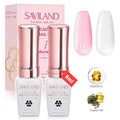 SAVILAND Builder Nail Gel: Clear Pink Gel Builder for Nail Thickening Castor Oil Vitamin E Extension Gel Strengthener Gel Builder in a Bottle LED Nail Lamp Cured Hard Gel Home Nail Care Repair