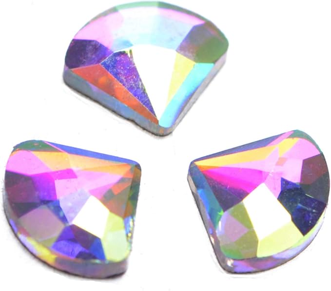 AD Beads Top Czech AB Crystal Flatback Rhinestone Nail Art Decoration Multi Shape (S23 Sector 4x6mm, 100 Pcs)