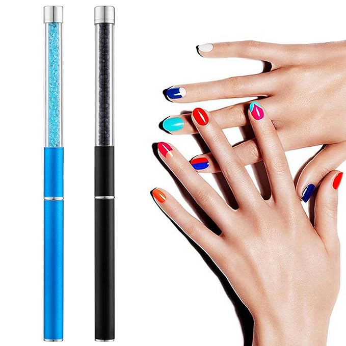 SILPECWEE 2Pcs Acrylic Nail Brush, Oval Nail Art Brushes Nail Clean Up Brushes Nail Design Tools Nail Painting Kit Manicure Remover Polish Brush