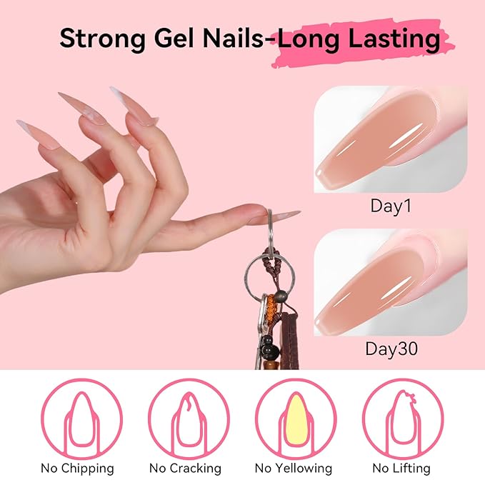 Makartt Poly Nail Gel Hema-Free 50ML Nude Nature Builder for Nail Extension All Season Gel Color 3D Molding Gel Nail Strengtheners Long-Lasting DIY Salon Quality-A Siesta