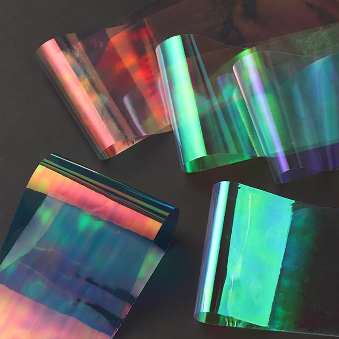10 Rolls Aurora Nail Foil for Nail Art 3D Holographic Colorful Nail Foils Transfer Nail Transfer Foil Transparent Broken Glass Nail Art Foil Nail Design Sticker for Women Fingernails Nail Accessories