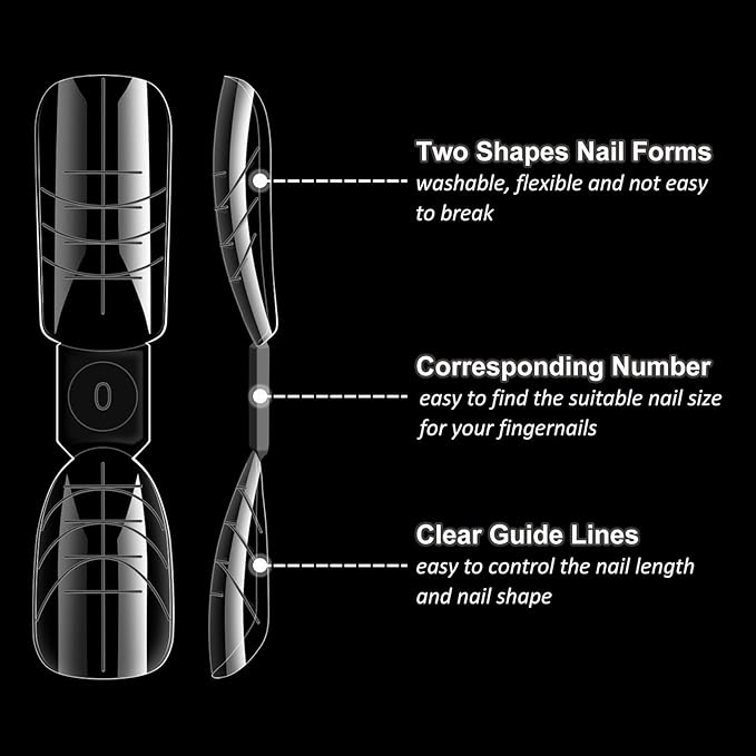 120Pcs 2-in-1 Polygel Nail Forms Kit 12 Sizes Poly Gel Extension Nail Molds Reusable Builder Gel Dual Forms with Manicure Tools for DIY Home Salon