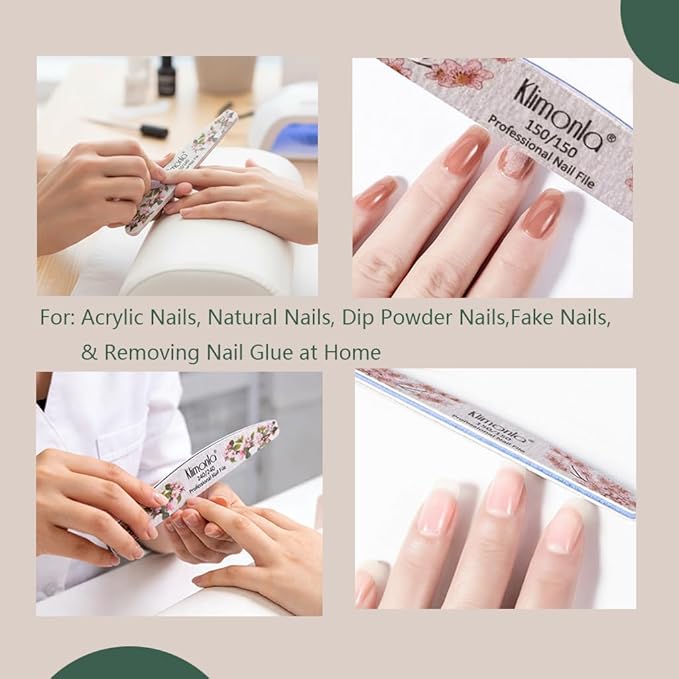 50PCS Floral Professional Nail Files 80/100/150/180/240 Grit, Emery Boards Nail Files for Natural Nails and Acrylic Nails, Double Sided Emory Boards limas para unas acrilicas Reusable Manicure Tools