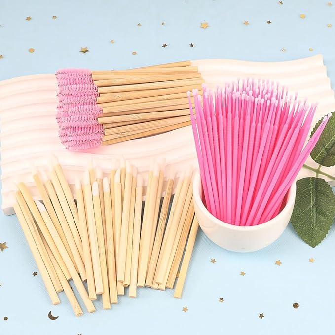 300 Pack Disposable Spoolies Brushes Sets Mascara Wand Lip Brushes Cotton Swab for Eyebrow Eyelash Extension Tattoo Lipstick Applicator