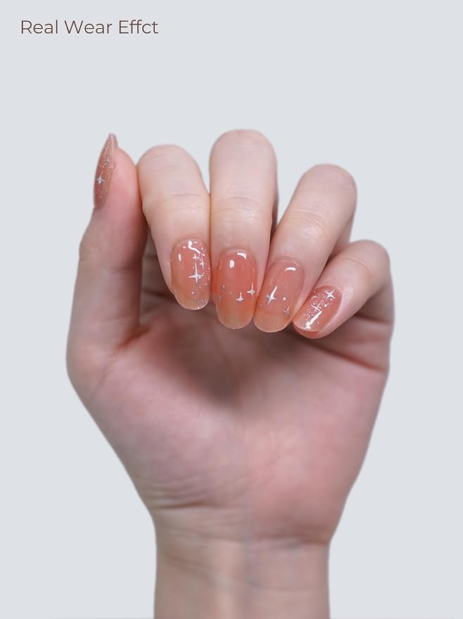 Semi Cured Gel Nail Strips - UV Light Gel Nail Stickers - 20 Long Lasting Salon Quality Wraps (Jelly Pink)