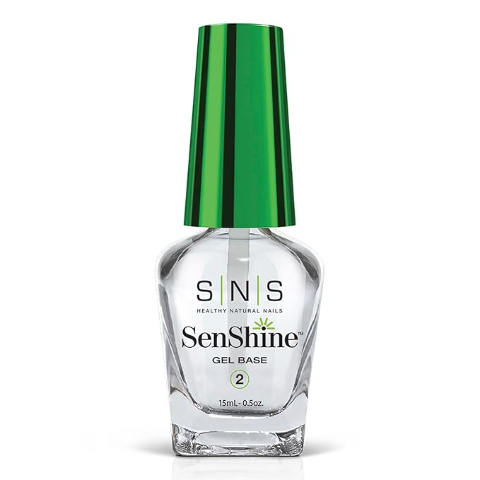 SNS Base Coat Nail Polish for Nail Dip Powder, SenShine Gel Base - Long-Lasting & Fast-Drying Nail Strengtheners Gel Base - Low-Odor & No UV Lamp Required - 0.5 OZ