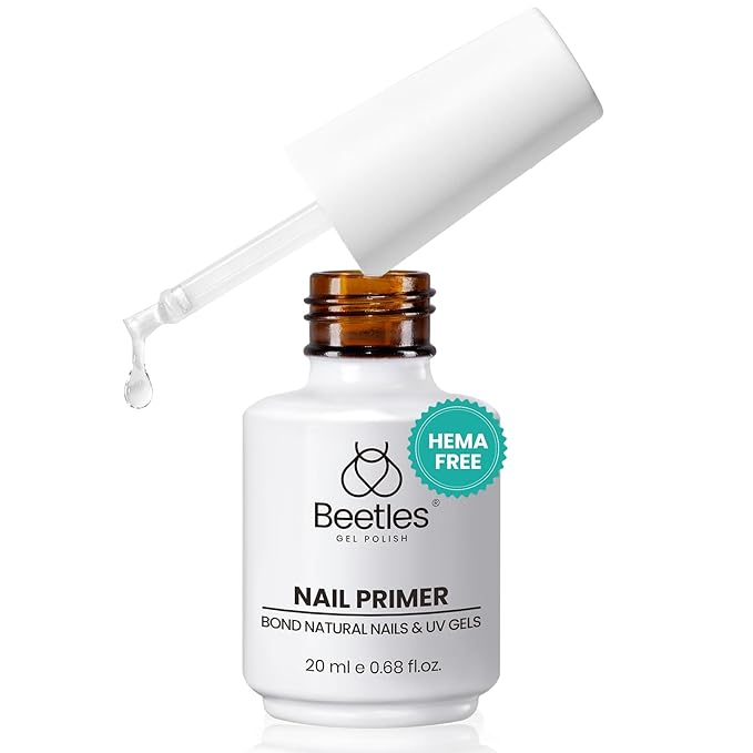 Beetles 20ml Nail Primer for Gel Polish, Hema Free Nail Prep Bond Primer Acid Free Fast Air Dry for Acrylic Uv Gel Gift for Women