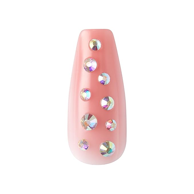 KISS Gel Fantasy Press On Nails, Nail glue included, 'Be Jelly', Pink, Long Size, Coffin Shape, Includes 28 Nails, 2g Glue, 1 Manicure Stick, 1 Mini File, 1 Adhesive Tab