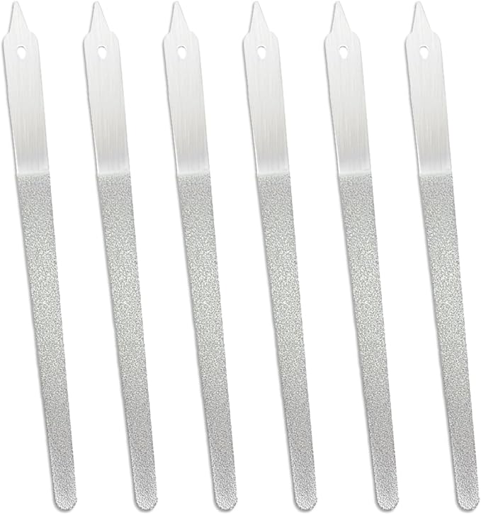 6PCS Diamond Nail File, Stainless Steel Diamond Dust Nail File for Natural Nails, Stainless Steel Fingernail Files for Salon Home(8.2 inch)