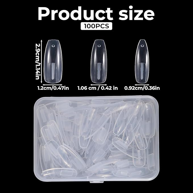 100 Pcs Replacement Clear ABS Nail Tips for Practice Hand Clear Fake Nails for Practice Refill Fake Nail Tips for ABS Nails Hand for DIY Art Salon Practices Tool