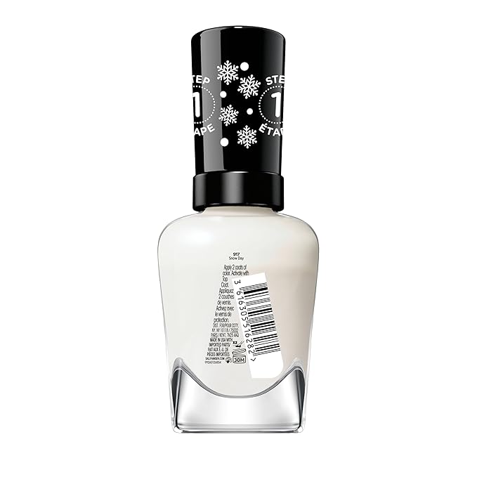 Sally Hansen Miracle Gel™, Snow Day, Long Lasting, Gel-Like Formula, No UV Lamp Needed, White Glitter Nail Polish