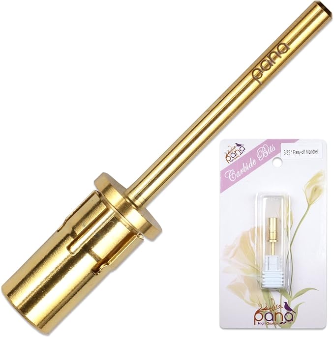 pana Loxo Gold Color Easy-Off Mandrel Bit 3/32Inch Shanks- For Nail Drill/File Made in USA
