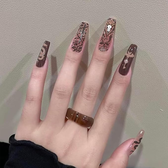 PH PandaHall 3pcs Dark Style Nail Stamping Plates, Gothic Spider Skull Nail Art Templates Spooky Snake Flower Stainless Steel Image Plate Art Stencils for DIY Print Manicures Salon Cosplay Party