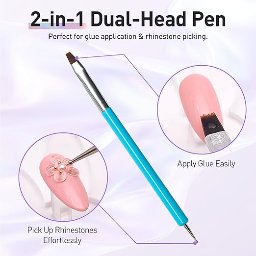 sculpting glue gel kit Nail Art Gels with Dual Pens Brushes & Rhinestone Tray for DIY Nail Design at Home or Salon