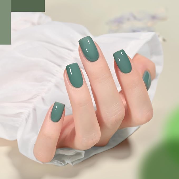 GAOY Green Gel Nail Polish Set, 6 Colors Dark Forest Green Blue Gray Soak Off UV Light Cure Gel Polish Kit for Salon and Nail Art DIY at Home