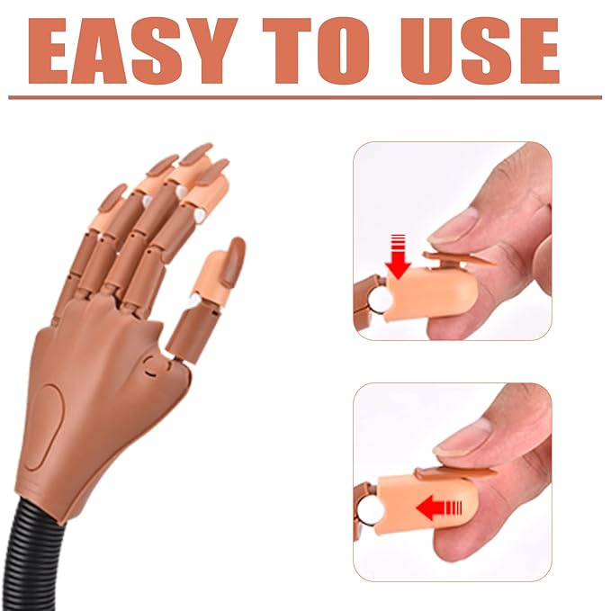 MEKK 200PCS Replacement False Nail Tips for Nail Practice Hand,Refill Nail Tips for Practice Hand & DIY Nail Art-Brown