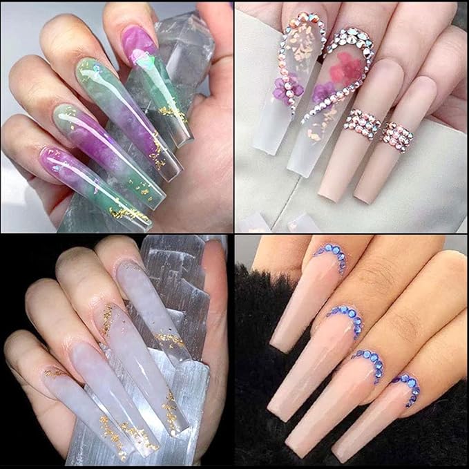 120 PCS/BOX Clear Dual Nail System Form UV Gel Acrylic Nail Coffin Artificial Ballerina Nails Tips Nail Tip 12 Sizes with Scale
