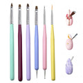 Nail Art Brushes Set 6Pcs - Professional Nail Design Pens with Gel Extension Brush, Polish Brush, Builder Brush, Liner Brush, Carved Brush & Dotting Pen for Acrylic/Gel/Polish, DIY Home & Salon Use