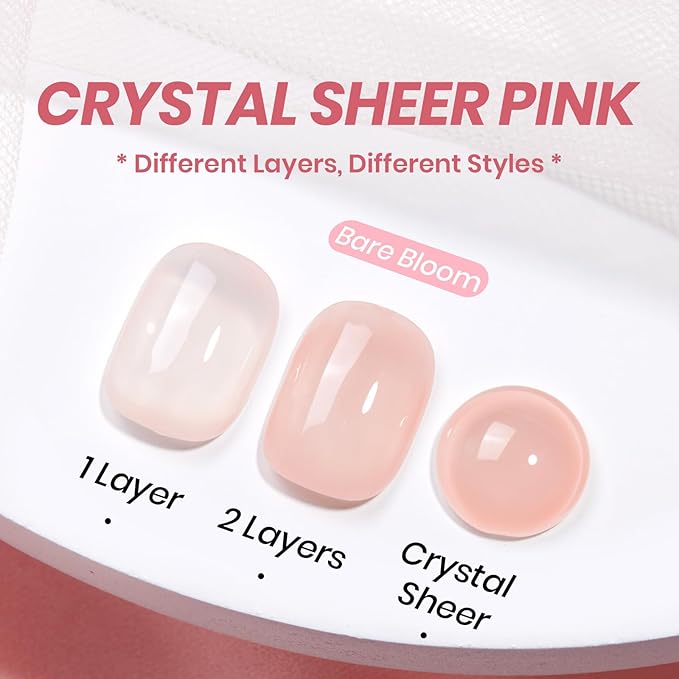 Beetles Nude Gel Nail Polish - 15ML Nude Pink Natural Gel Polish Nail Concealer Jelly Gel Nail Polish Soft Sheer Nail Polish Soak Off UV Nail Lamp French Nail Art Manicure Gift for Women