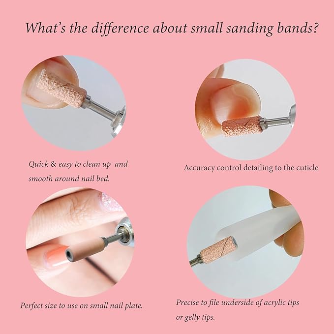 Small Nail Sanding Bands for Nail Drill 100pcs,3.1mm Mini Nail Sanding Mandrel Bits 120 Grit Medium Nail File Bits for Acrylic Nails Gel Manicure Pedicure Nail Prep Salon Supplies,Black