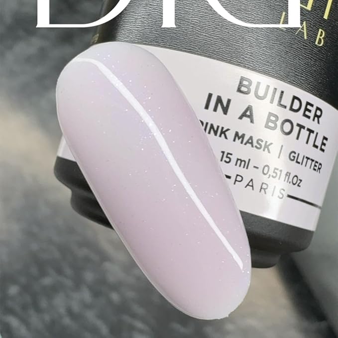 DIDIER LAB Premium Builder Gel in a Bottle Pink Mask Glitter - Strengthens Natural Nails - LED UV Builder Gel for Nails - Hard Nail Builder for Nail Repair and Extensions 0.51 fl oz