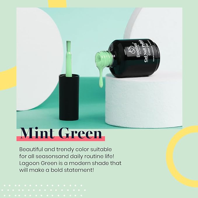 Beetles Mint Green Gel Nail Polish, 15ML Green Gel Polish, Soak off Uv Led Nail Lamp Easter Spring Nails Art Manicure Salon Salon DIY - Gift for Her