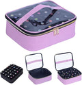 Small Clear Nail Polish Case Holds 30 bottles(15ml-0.5fl.oz) Nail Polish Organizer Multifunctional Nail Polish Bag organizer, Cosmetic Travel Makeup Cases for Women, Pink