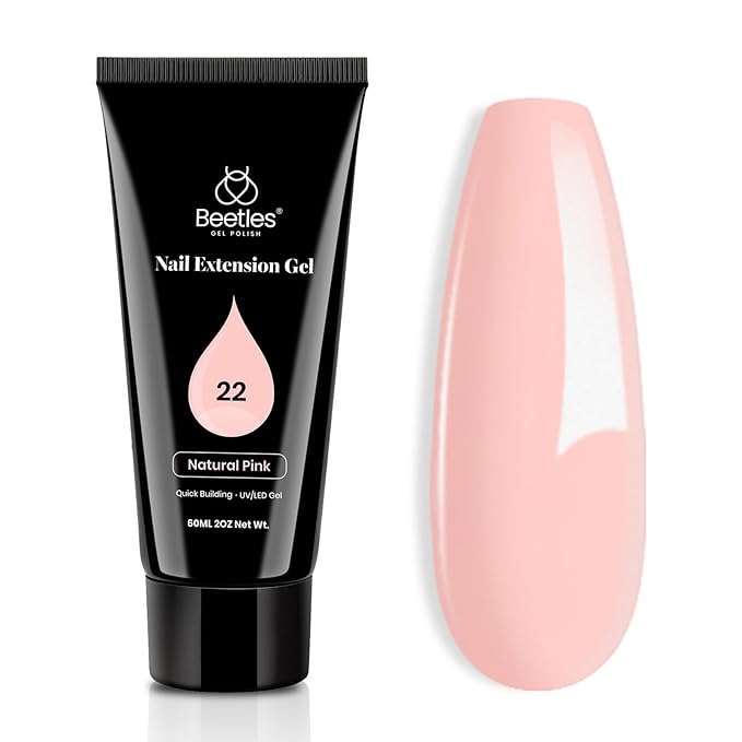 Beetles Poly Extension Gel - 60g Natural Pink Builder Nail Gel for Trendy Nail Art Design - Salon & DIY at Home, UV & LED Lamp Needed, Gift for Women