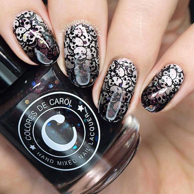 Whats Up Nails - B036 Eeks and Screams Stamping Plate for Halloween Nail Art Design