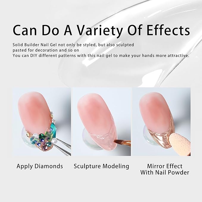 Solid 3d Nail Sculpting Gel For Nail Art, 3d Nail Art Gel Multifunctional 3d Molding For Nails Salon Home DIY (Transparent)