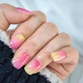 Sweet Grape Press-On Nails - Clear Pink Green Gradient Gel Nail Art, Reusable Adhesive Fake Nails for Women (24pcs)