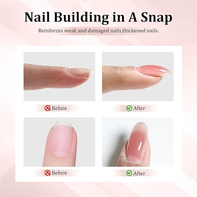 JODSONE Builder Gel for Nails,4Pcs Builder Gel Set 10ml Jelly Brown,Nail Extension & Strengthening,Fall Collection Long Lasting UV Light Cure