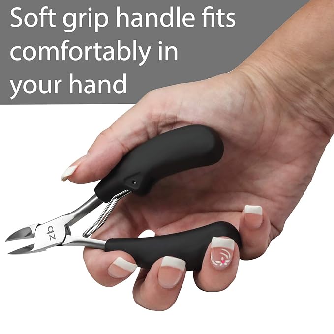 Zizzili Basics Toenail Nipper for Thick or Ingrown Nails – Large Easy-Grip Handle, Sharp Stainless Steel Toenail Clippers for Seniors & Home Pedicure Care