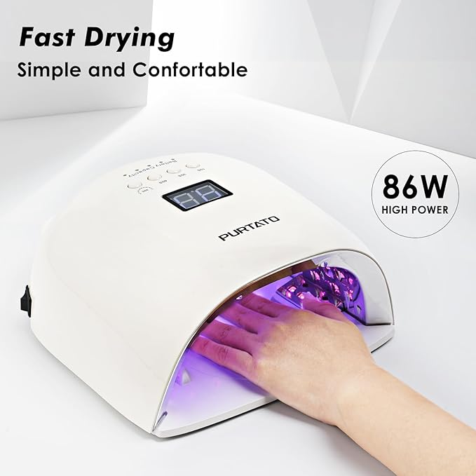 Professional Rechargeable UV LED Nail Lamp with 4 Timer Setting and 18000mAH Long Battery Life Nail Dryer JC22 (White)
