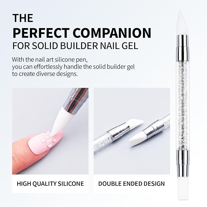 3D Gel Nail Art Kit-Milky White Solid Builder Gel for Nails 3D Sculpting Carving Building Modeling Hard Extension for Beginner DIY Salon at Home Cured Needed
