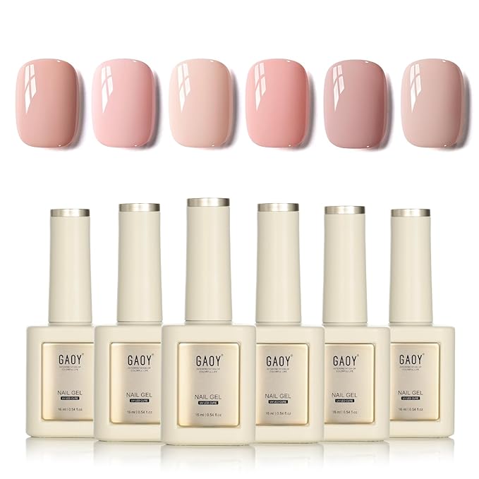 GAOY 16ml 6 Colors Pastel Pink Gel Polish Set, Baby Blush Dusty Rose Gel Nail Polish Kit, Soak Off UV Lamp Cure for Nail Art DIY and Salon, Cream Pink
