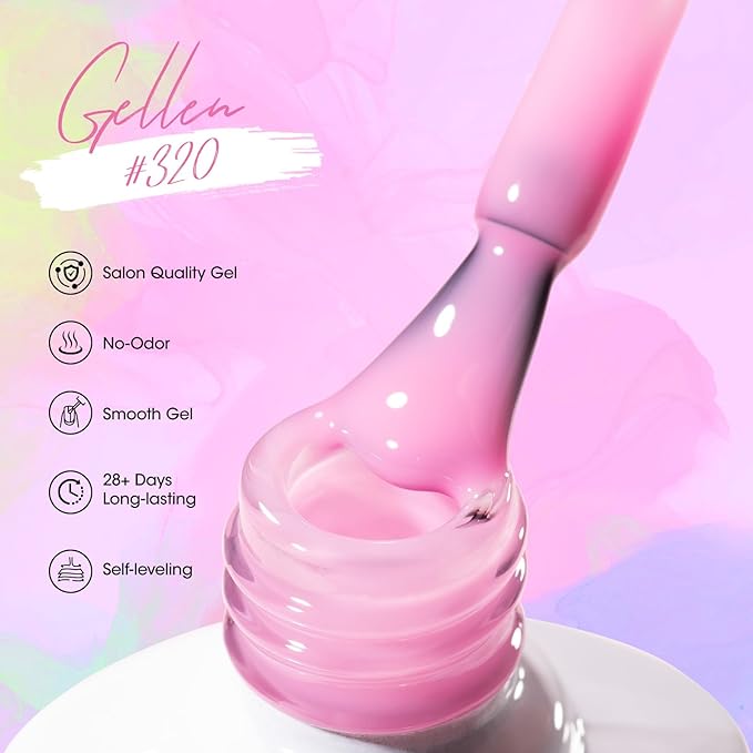 GELLEN Jelly Pastel Gel Nail Polish Set, Glass Cat Eye Gel Nail Polish with Magnets Translucent Sheer Jelly Red Pink Purple Blue Green, Long Lasting for Salon Nail Art at Home