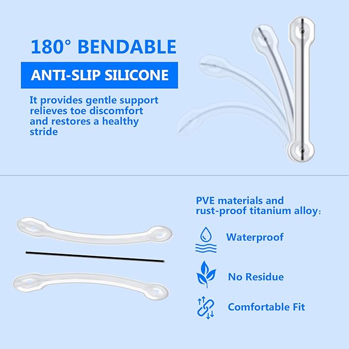 Ingrown Toenail Treatment, Toenail Correction Strips for Curved or Ingrown Nails, Quick Relief, Nail Correction, 5 Different Sizes