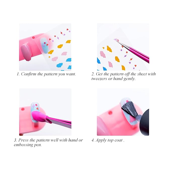 Cute Nail Stickers for Kids Including Animals Flowers Cloud Star Heart and More Self Adhesive Fingernail Decal Stickers for Little Girls Women Nail Art Decoration Fun (Pack of 9)