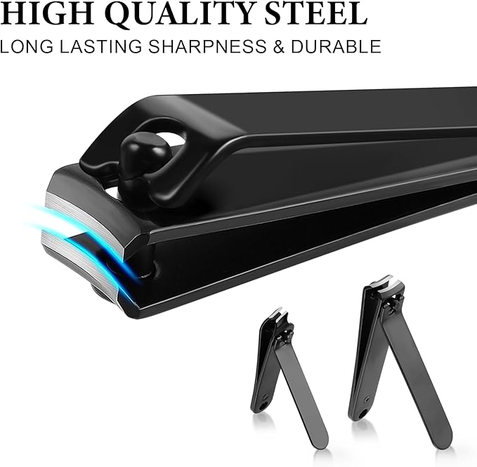 Manicure Set 8pcs Professional Nail Clippers Kit Pedicure Care Tools-Stainless Steel Grooming Tools for Travel (Black)