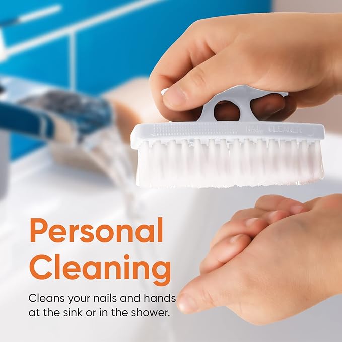 Superio Nail Brush for Cleaning Fingernails, Nail Scrubber Brush, Toe Foot Hands Fingernail Brush Cleaner- Small Scrub Brush- All-Purpose Stiff Cleaning Brush for Home, Kitchen, Work, (2, White)